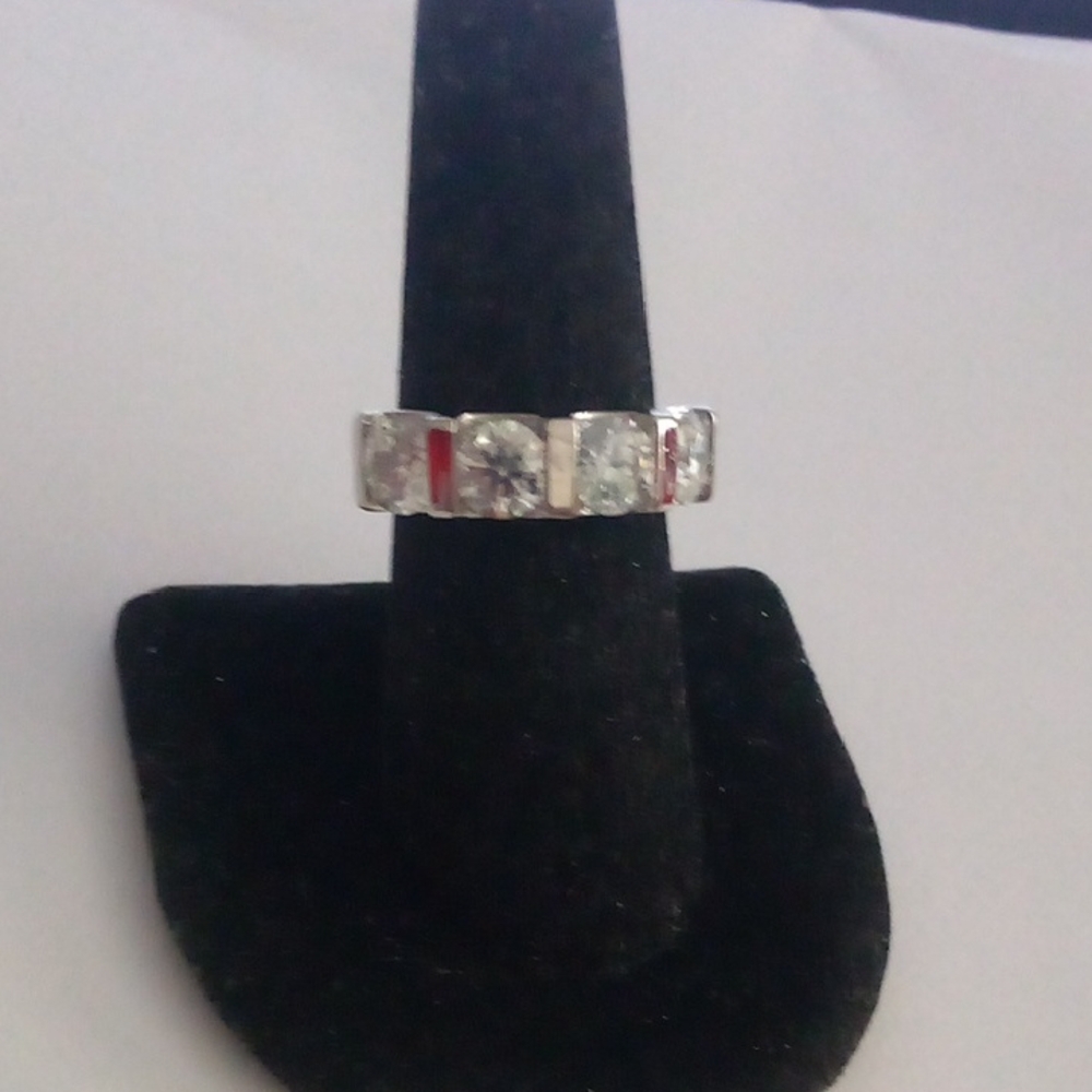 Elegant Silver and 3.02CT DIAMOND ETERNITY BAND SIZE 6.5